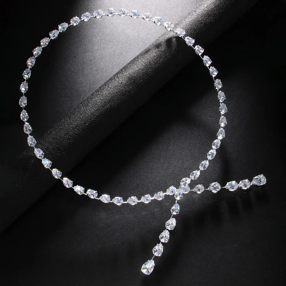 Stonefans Fashion Zircon Water Drop Collar Necklace