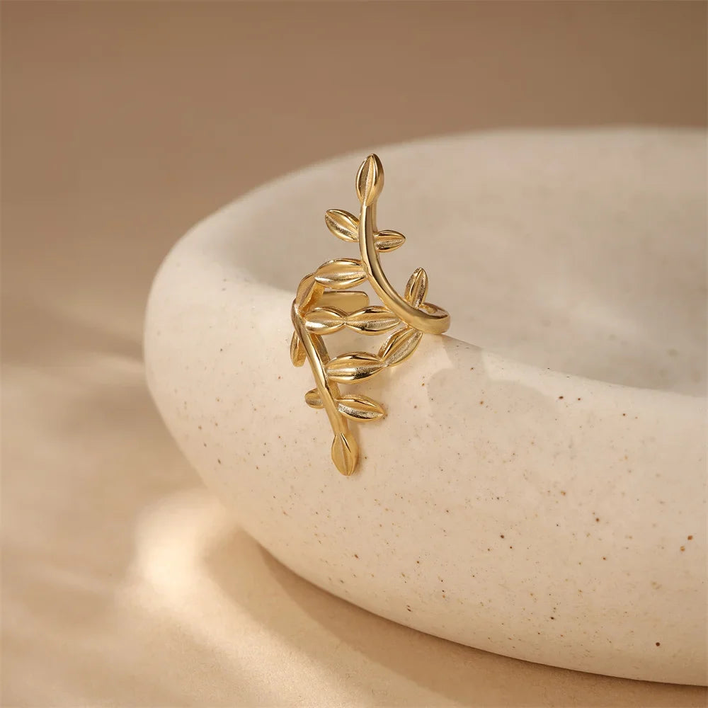 Golden Vine Leaf Ear Cuff – 925 Sterling Silver