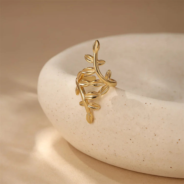 Golden Vine Leaf Ear Cuff – 925 Sterling Silver