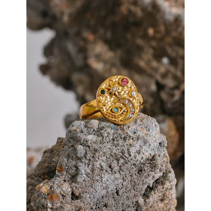 Harmony Moon & Star Ring - 18k Gold