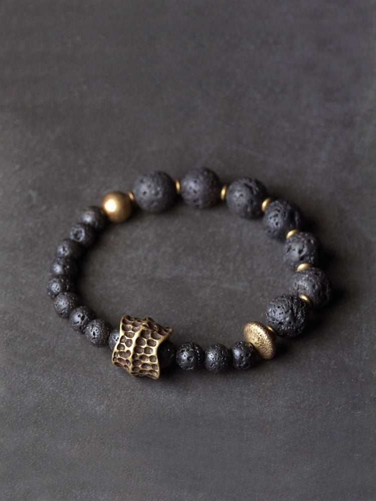 Haakon | Handmade Black Lava & Copper Bracelet