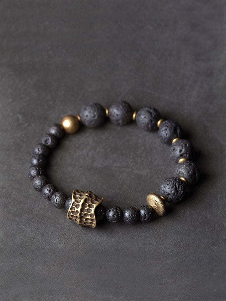 Haakon | Handmade Black Lava & Copper Bracelet