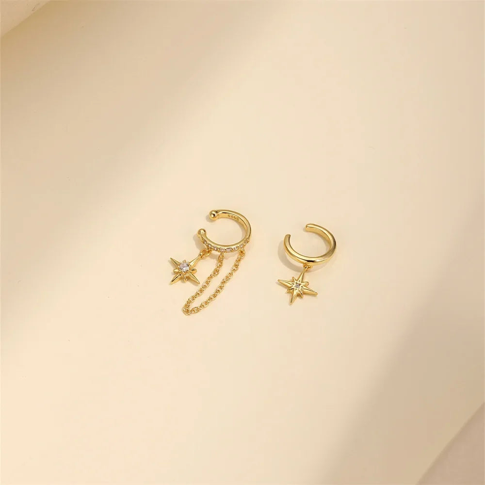 Star Charm 925 Sterling Silver Ear Cuffs