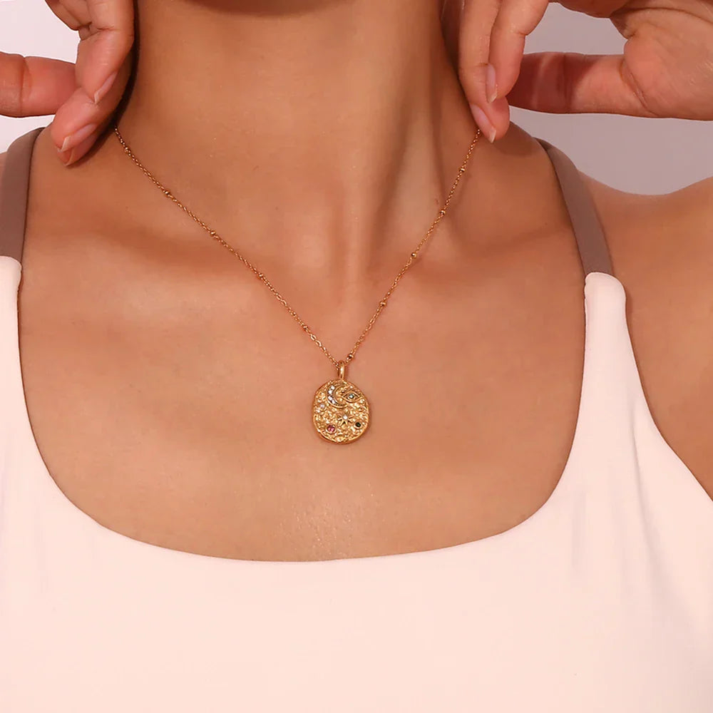 Crinkly Celestial Harmony Necklace - 18k Gold Plated