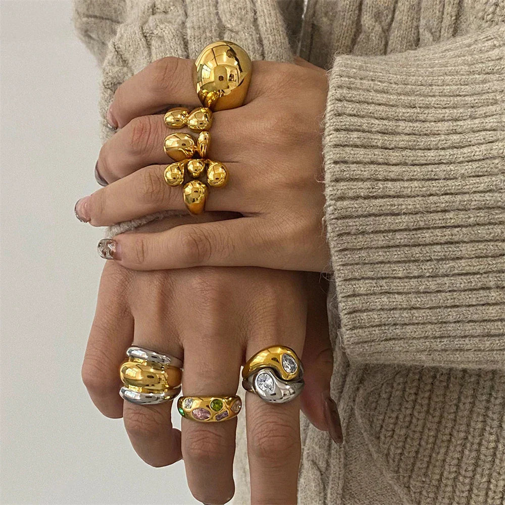 Shimmering Chunky Geometric Ring