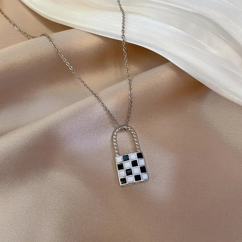 Checkerboard Lock Necklace