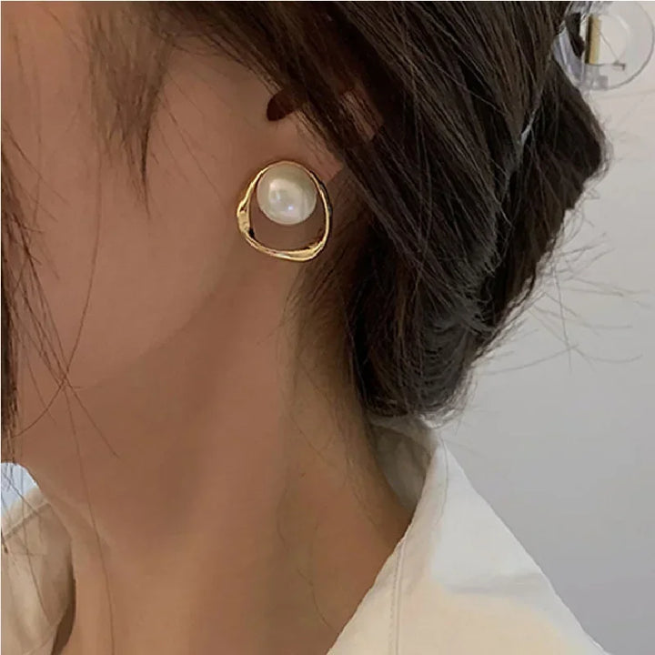 Novara Irregular Gold Pearl Studs