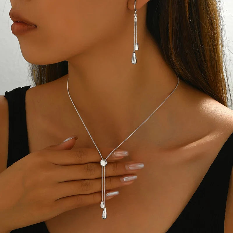 Zorelle Sleek Black Strand Pendant Jewelry Set