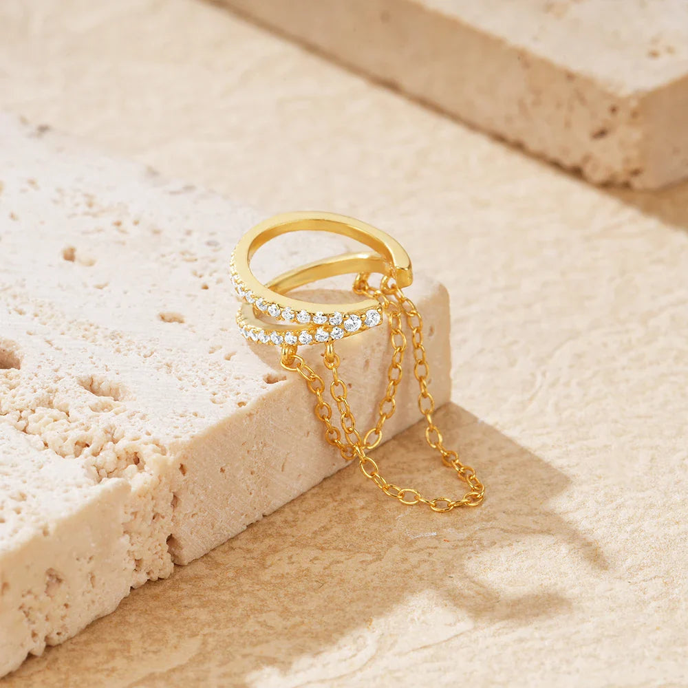 Chain Drape Ear Cuff – 925 Gold Plated Sterling Silver