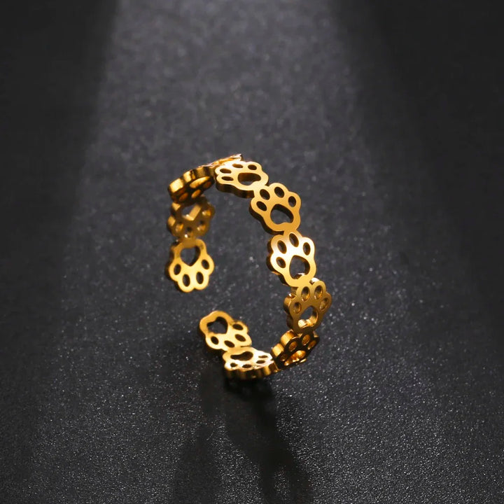 Adjustable Paw Print Ring â€“ Made of Stainless Steel