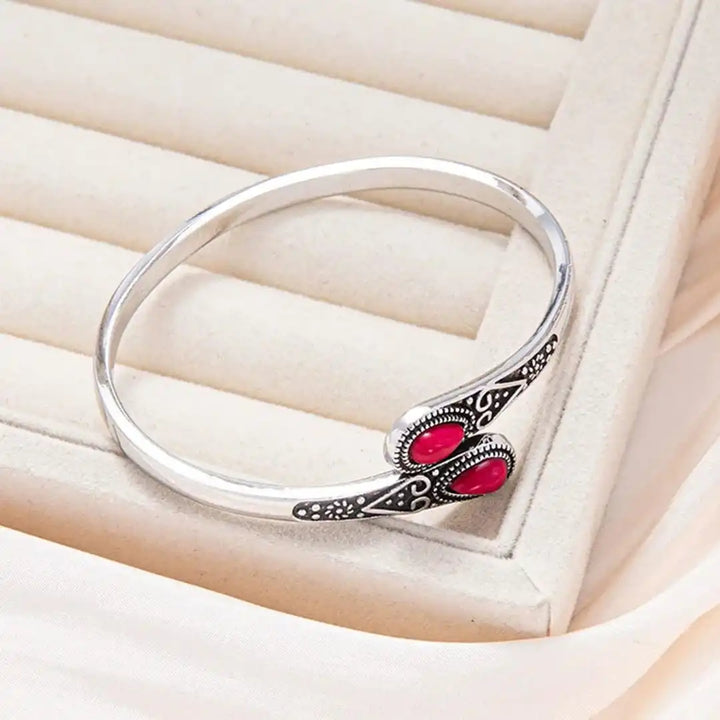 Vintage Bracelet with Colorful Gems & Tribal Design