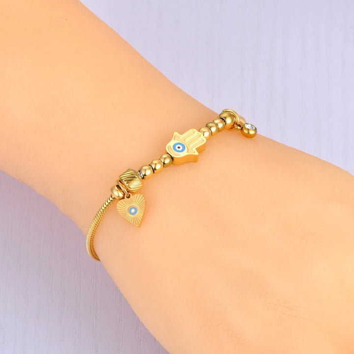 Evil Eye Cable Charm Bracelet