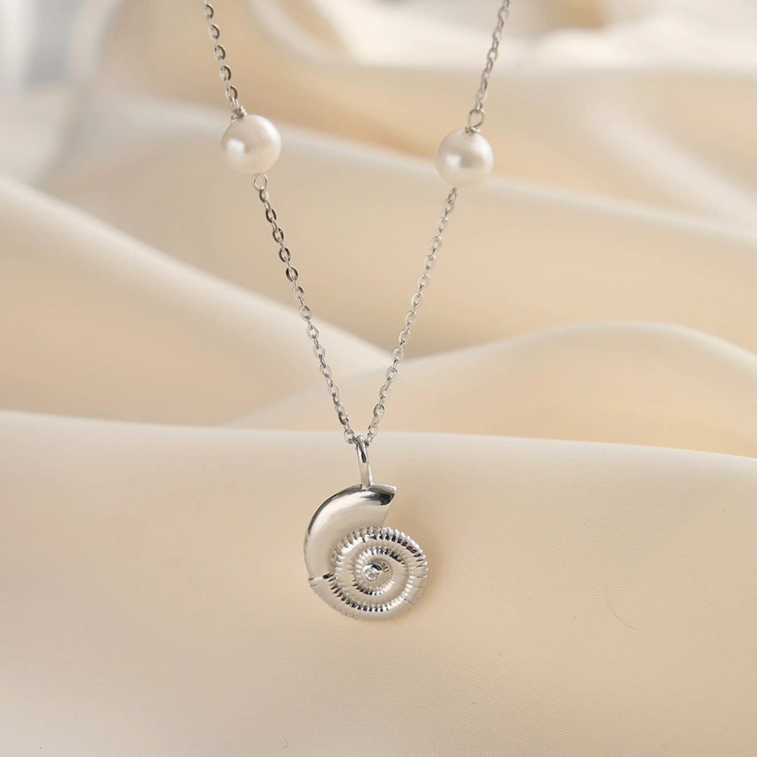 Sea Shell Freshwater Pearl Necklace – 925 Sterling Silver