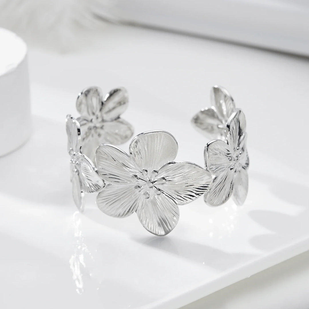 Azmira Sculpted Floral Cuff Bracelet