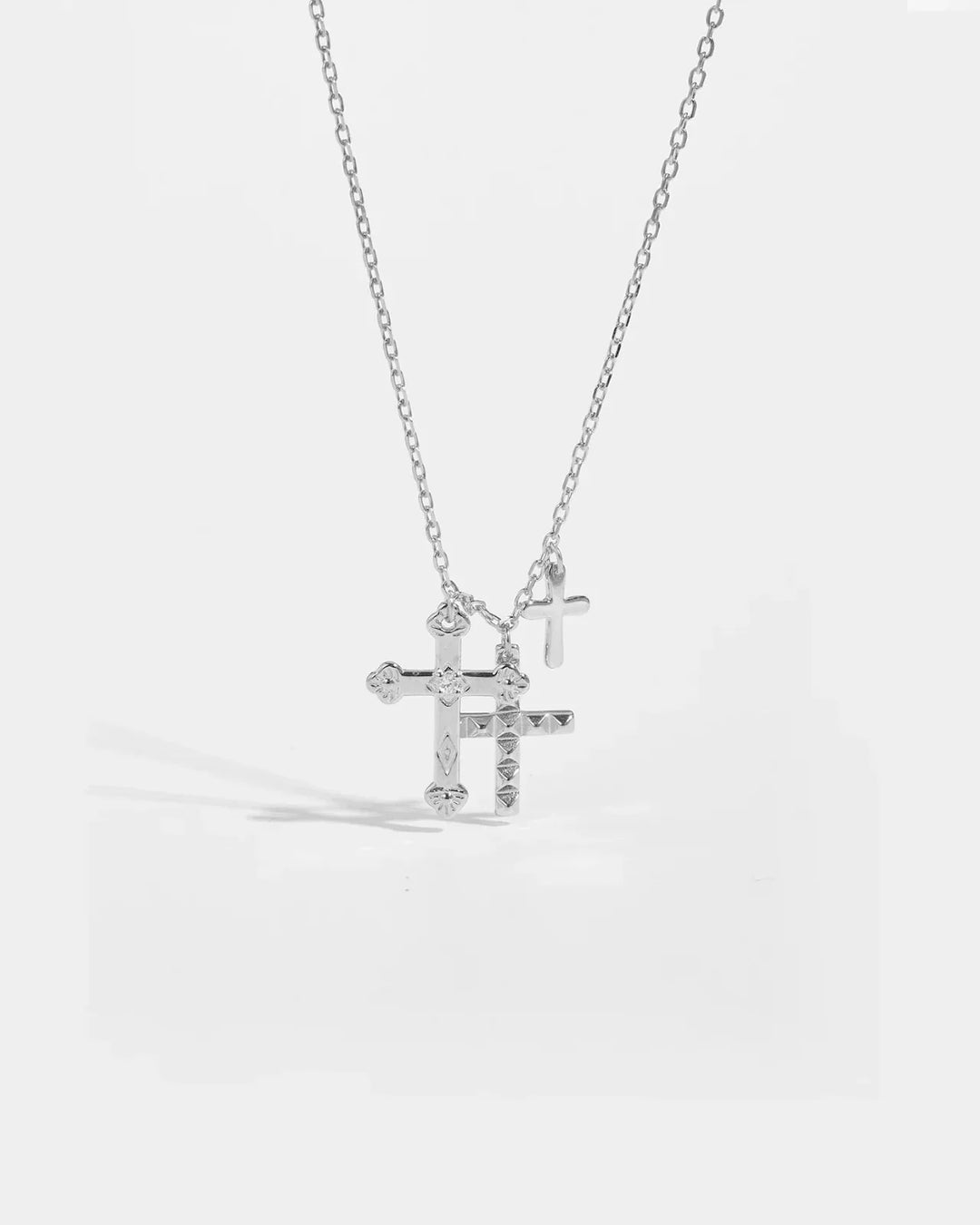 Necklace with Three Cross-Shaped Pendants (Gold Plated)