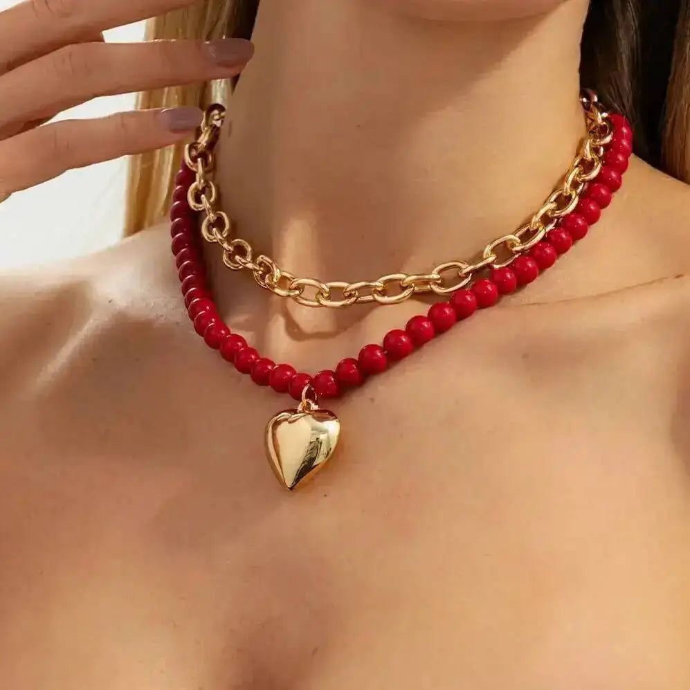 Timeless Hammered Heart Station Necklace