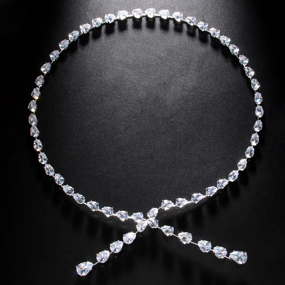 Stonefans Fashion Zircon Water Drop Collar Necklace
