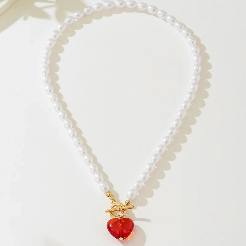 Classic Grace Pearl Heart Toggle Necklace