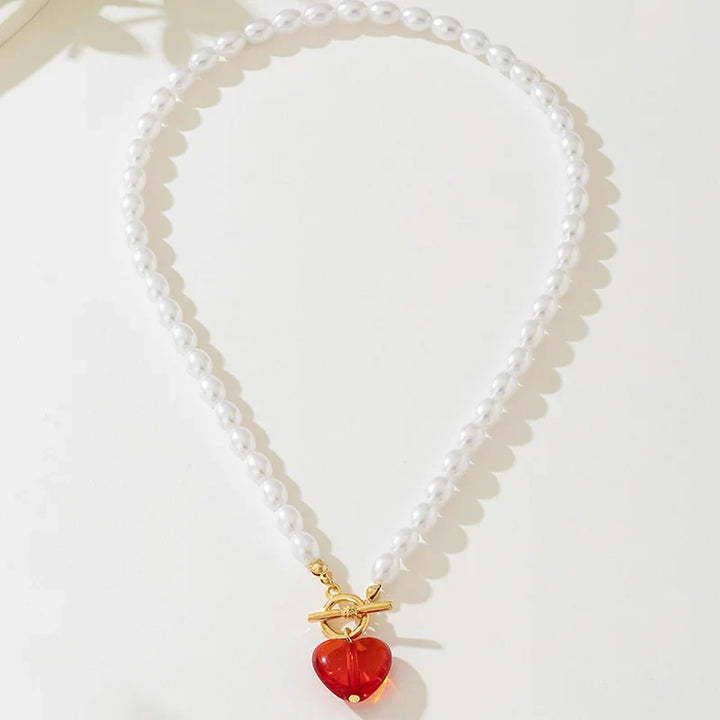 Classic Grace Pearl Heart Toggle Necklace