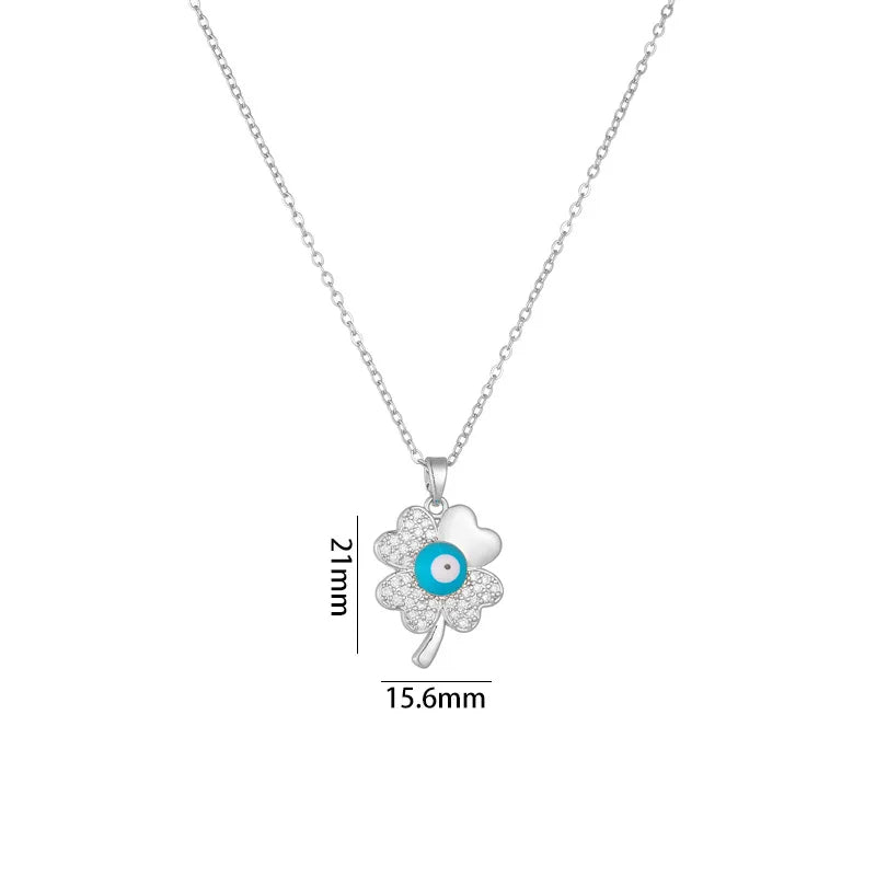 Evil Eye Lucky Clover Necklace