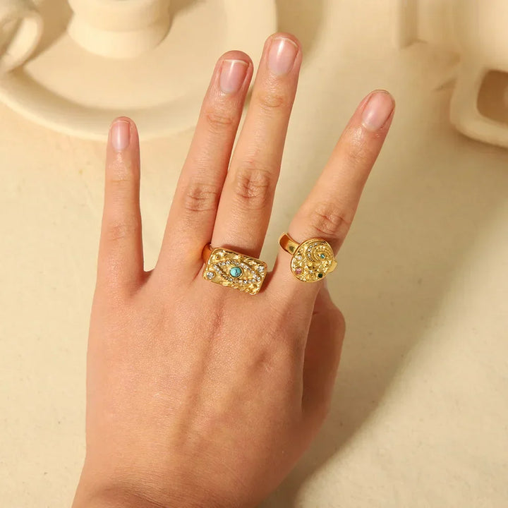 Lava-Hammered Texture Cocktail Ring