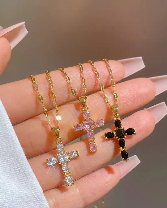 Cross Necklace with Reflected Light Chain (Gold Plated)