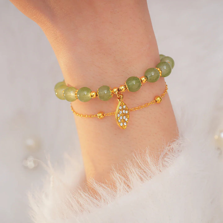 Valeria Gold Leaf Jade Bracelet