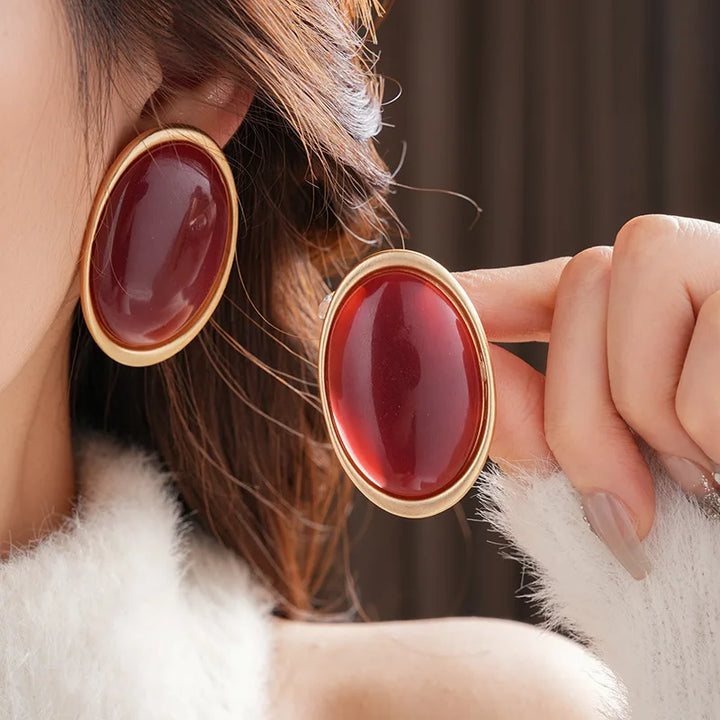 Valora Crimson Oval Earrings