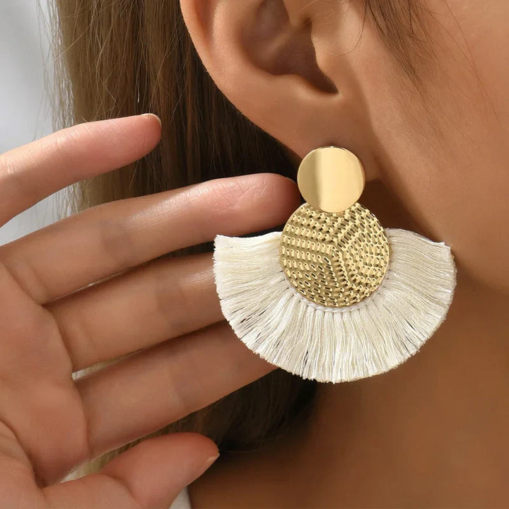 Velora Resort Chic Fan Tassel Earrings