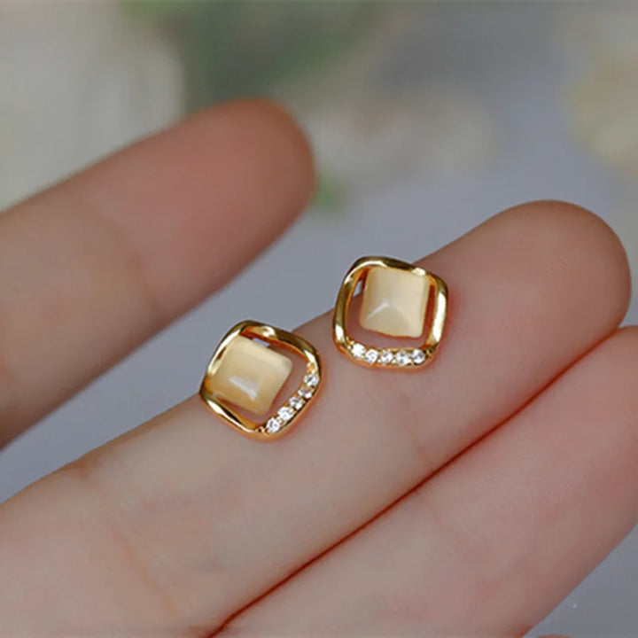 Camille Modern Opal Stud Earrings