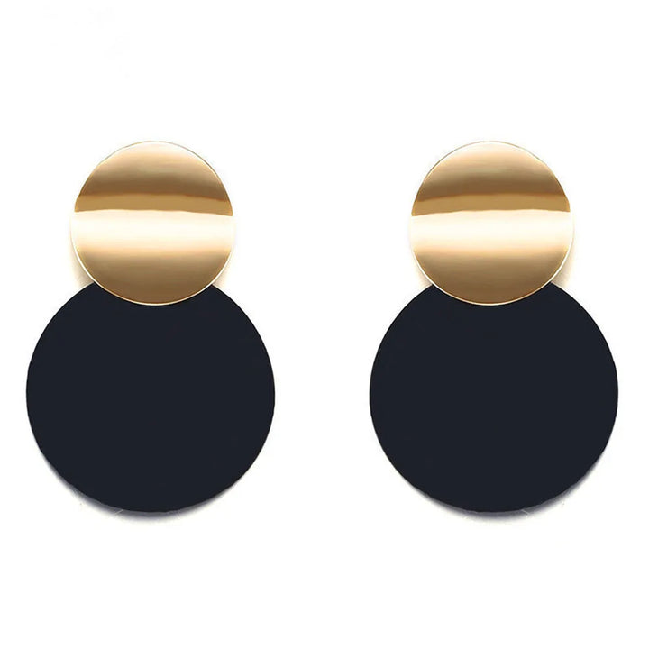 Monrisa Minimalist Double Disc Dangle Earrings