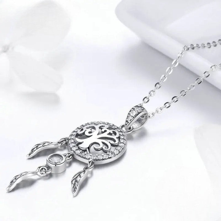 Tree of Life Dreamcatcher Necklace – 925 Sterling Silver