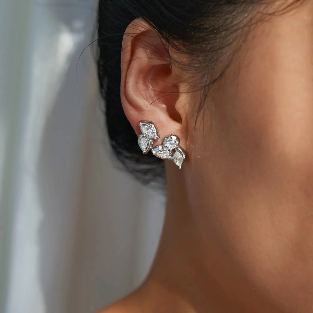 Zyra Faceted Leaf Studs