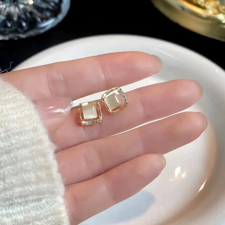 Camille Modern Opal Stud Earrings