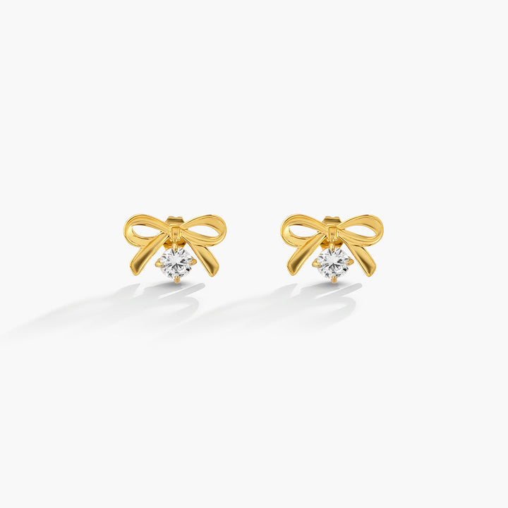 Minimal Bow Crystal Earrings