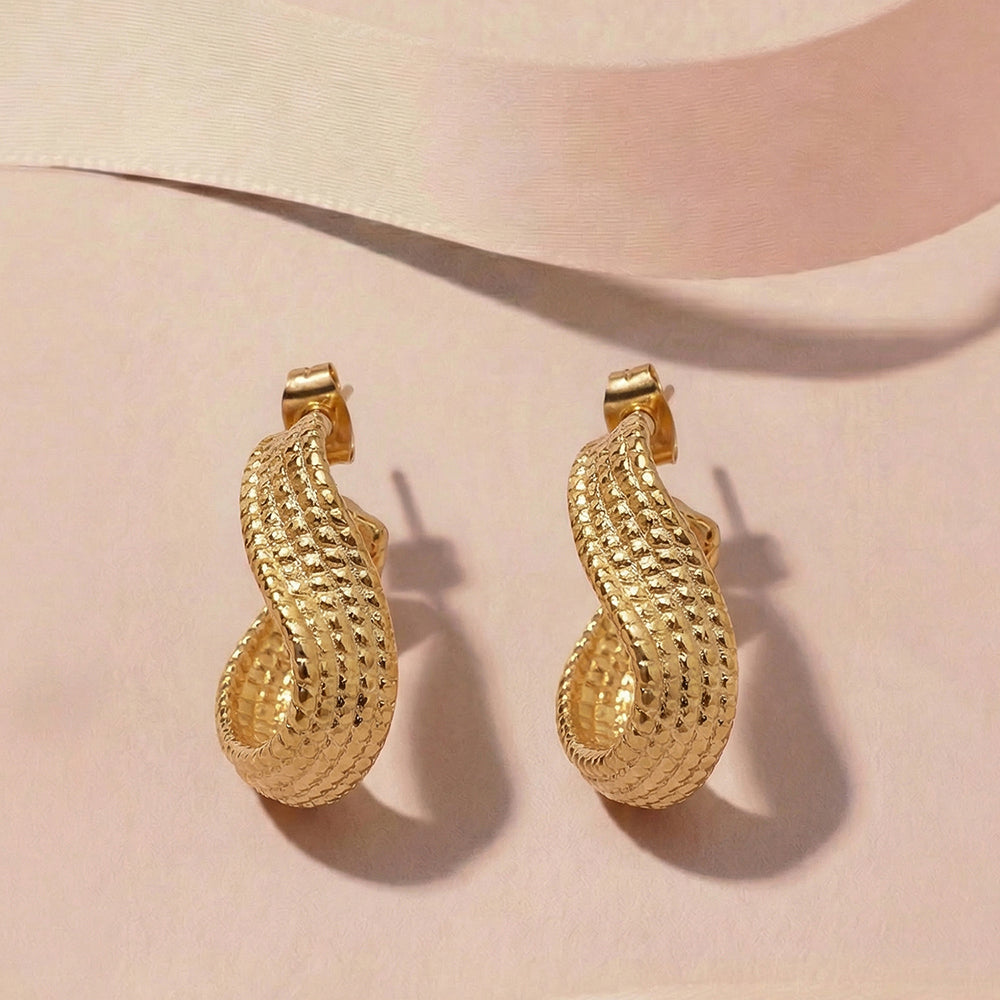 Bold Textured Curved Hoop Earrings