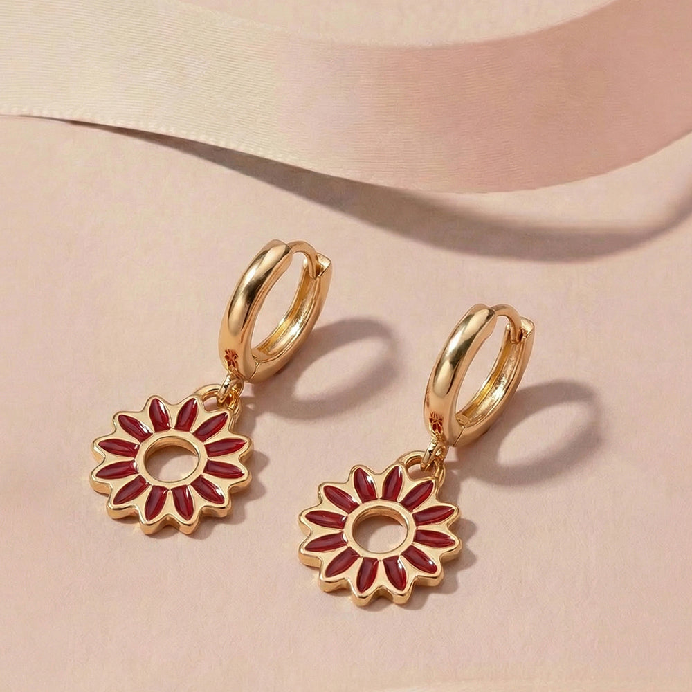 Red Floral Drop Earrings