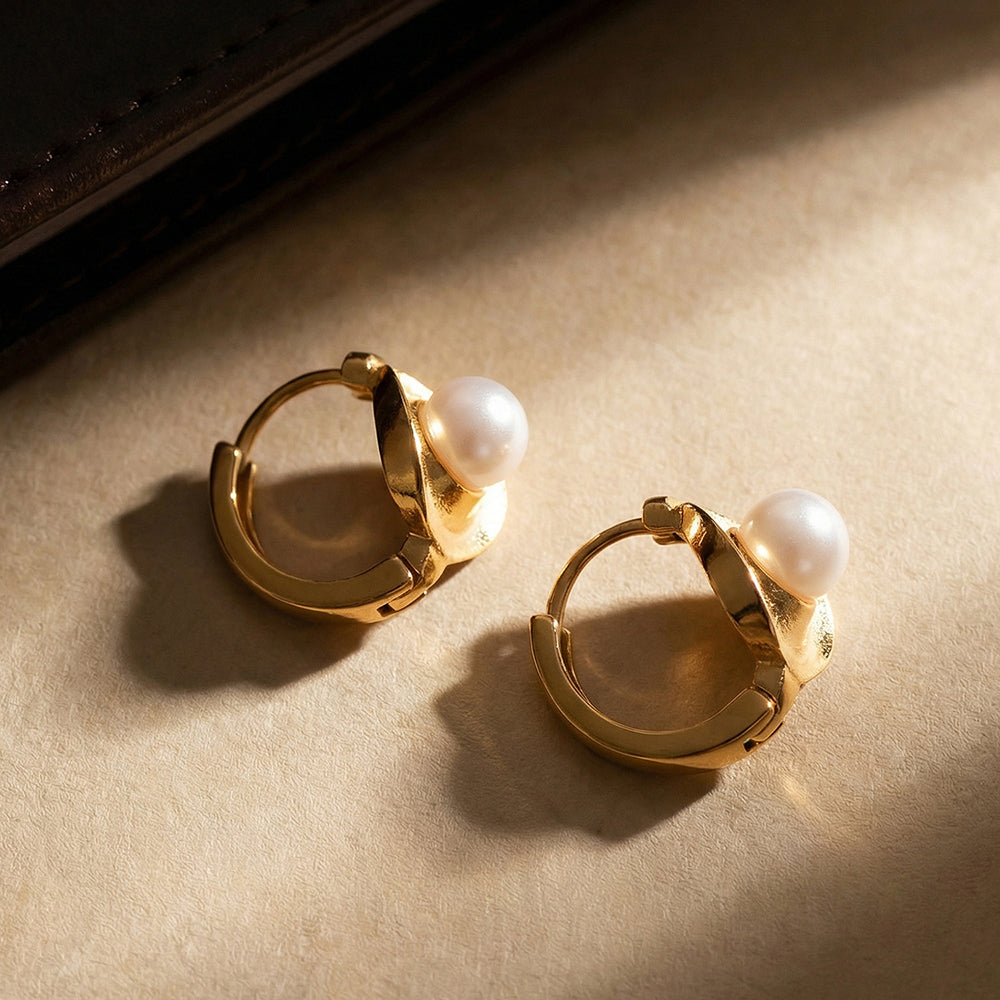 Pearl Accent Mini Hoop Earrings