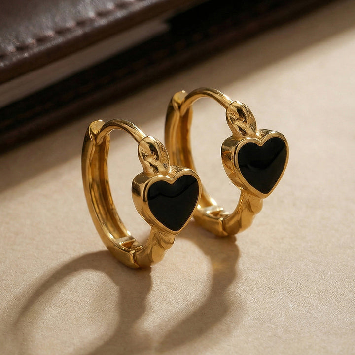 Mini Heart Motif Hoop Earrings