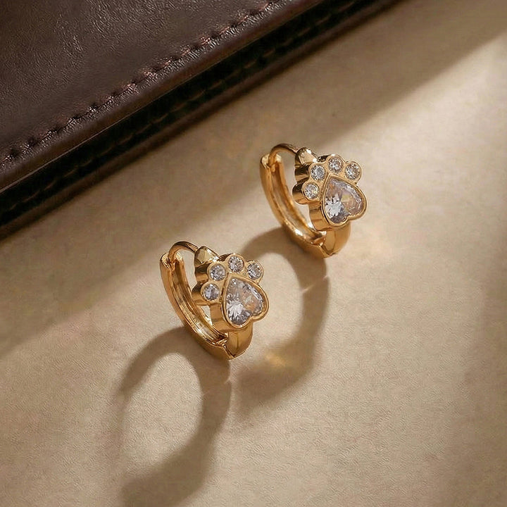 Mini Paw Heart Spark Hoop Earrings