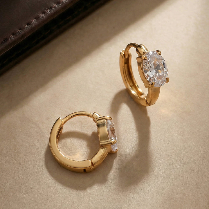 Oval Solitaire Hoop Earrings