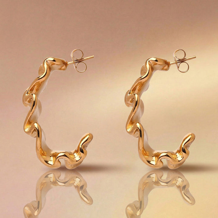 Wavy Texture Half Hoop Earrings