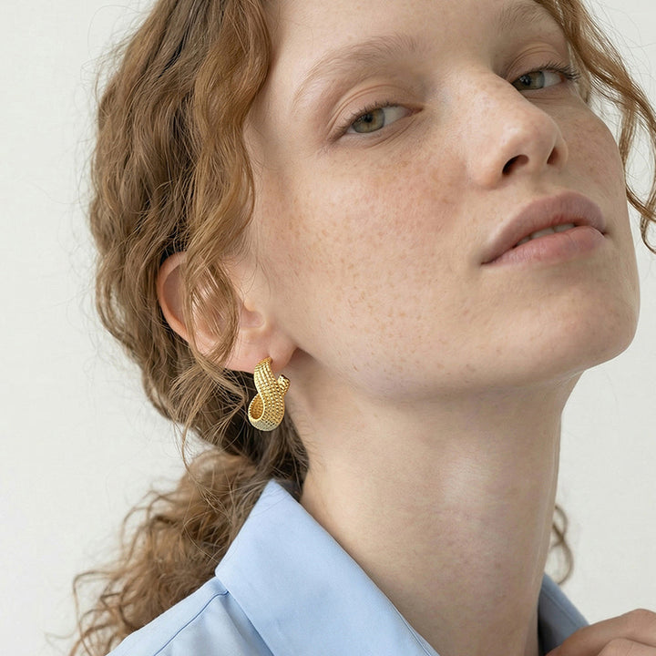 Bold Textured Curved Hoop Earrings