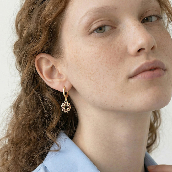 Red Floral Drop Earrings