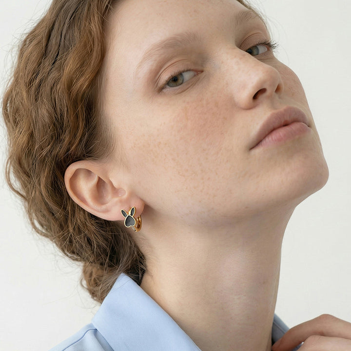 Black Bunny Hoop Earrings