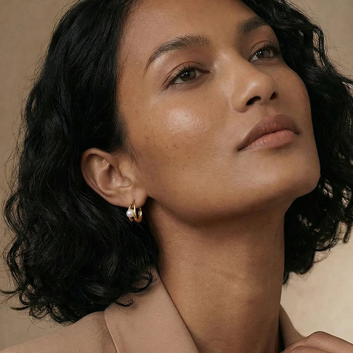 Pearl Axis Hoop Earrings