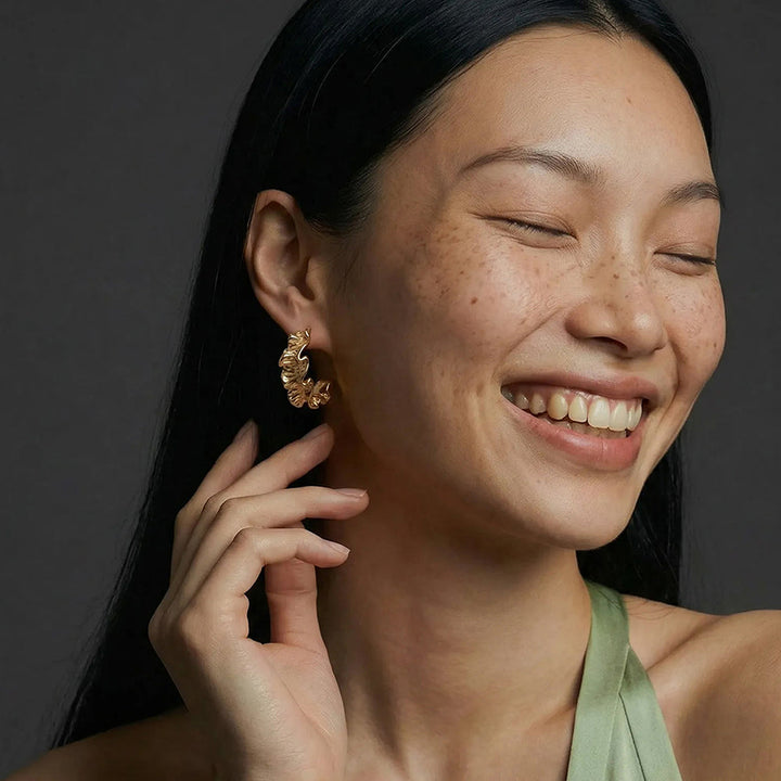 Wavy Texture Half Hoop Earrings