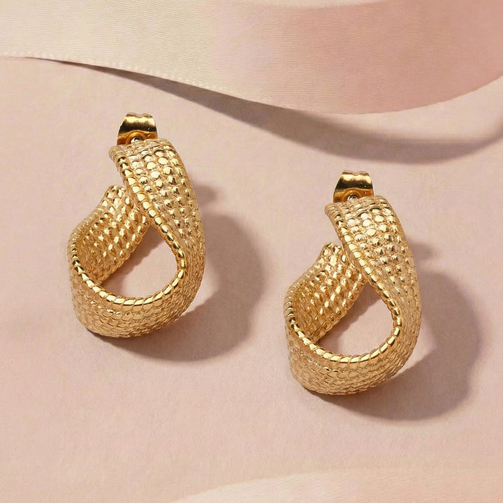 Bold Textured Curved Hoop Earrings