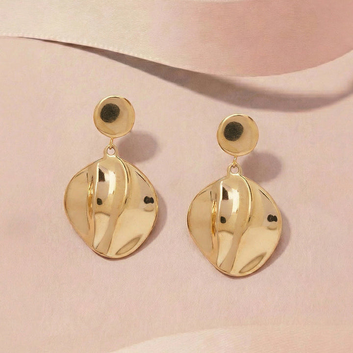 Hammered Disc Drop Earrings