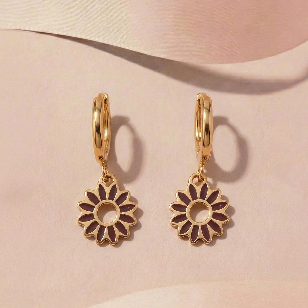 Red Floral Drop Earrings